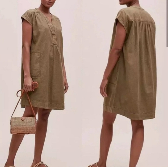 Anthropologie Womens Army Green Kimber Tunic Shift Dress Sz Medium - Picture 2 of 6